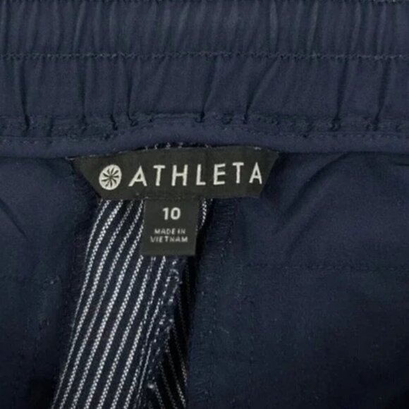 Athleta Stripe Bali Linen Ankle Pant Navy Blue size 10 - Picture 8 of 8